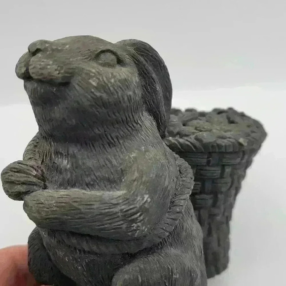 RARE Piece Rabbit Bunny Ressin Candle holder Pulling Basket - Picture 2 of 14